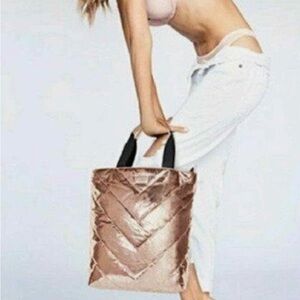 Victoria’s Secret rose gold quilted tote bag, new with tags